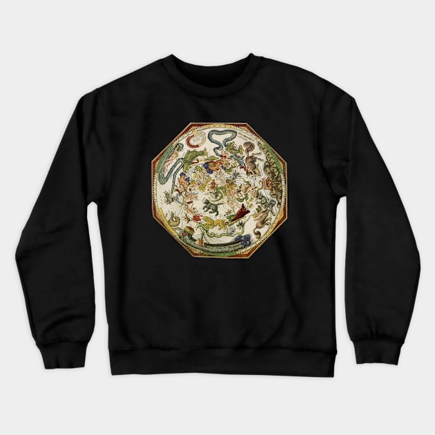 Vintage Octagonal Planisphere Celestial Map by Peter Apian Crewneck Sweatshirt by MasterpieceCafe